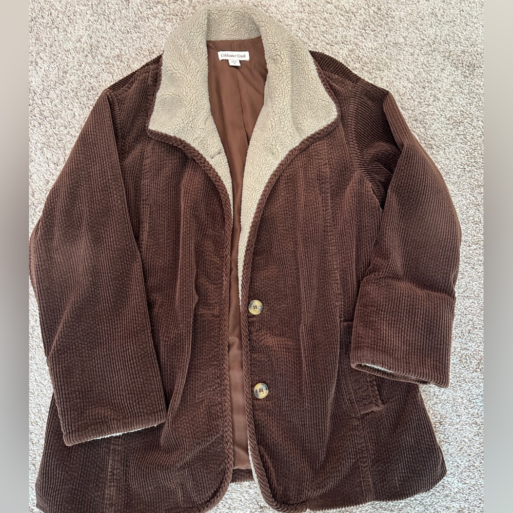 Vintage Coldwater Creek Brown Corduroy Jacket with Fleece in Size XL